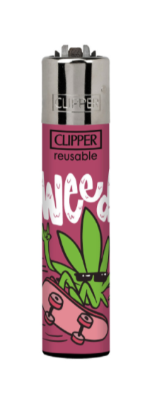 mechero clipper rosa weed