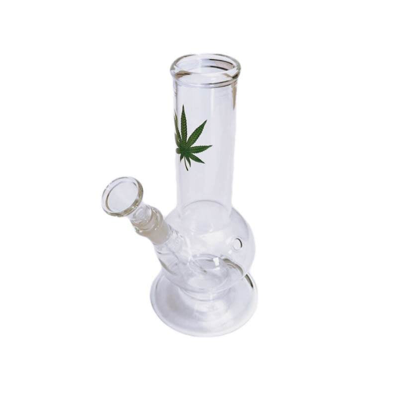 BONG CRISTAL "HOJA CANNABIS" 18 CM | 24 MM Ø