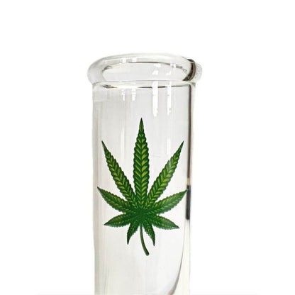 BONG CRISTAL "HOJA CANNABIS" 18 CM | 24 MM Ø